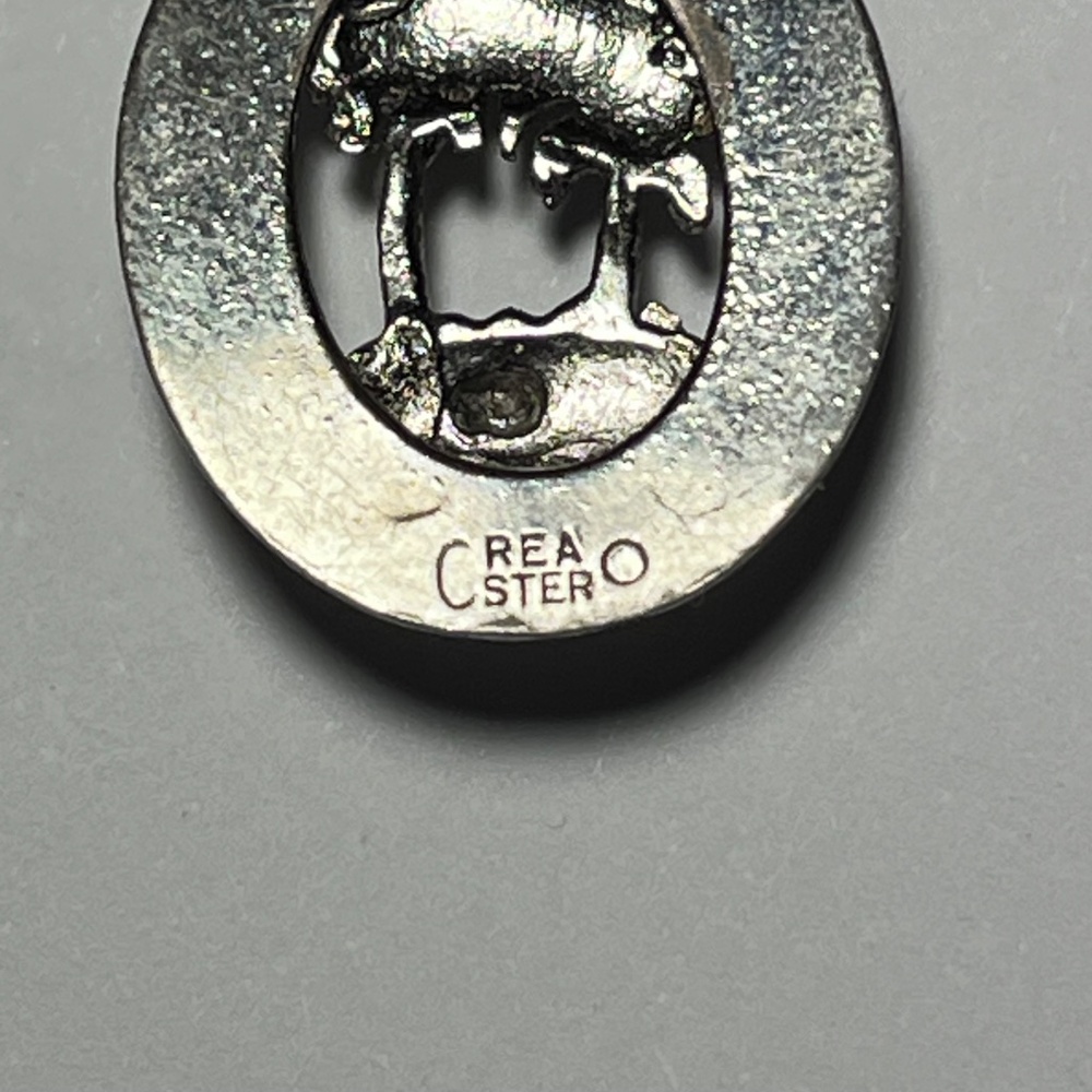 HAWAII Silver Palm Trees with Ruby Birthstone Vintage Pendant Charm by Crea Ster - Picture 4 of 5